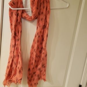 Orange drawn graphic heart print scarf